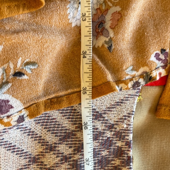 Xhilaration Mustard Yellow Floral Kimono Tunic Sz XL/XXL - Picture 2 of 3